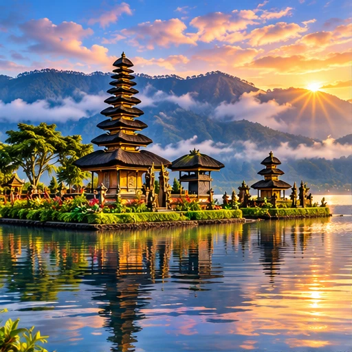 Ulun Danu Beratan Temple ? AI-generated destination illustration